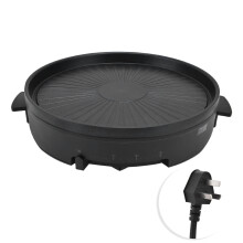Panela elétrica antiaderente para churrasco coreano, grelha teppanyaki portátil para uso interno, com tampa de vidro transparente e controle