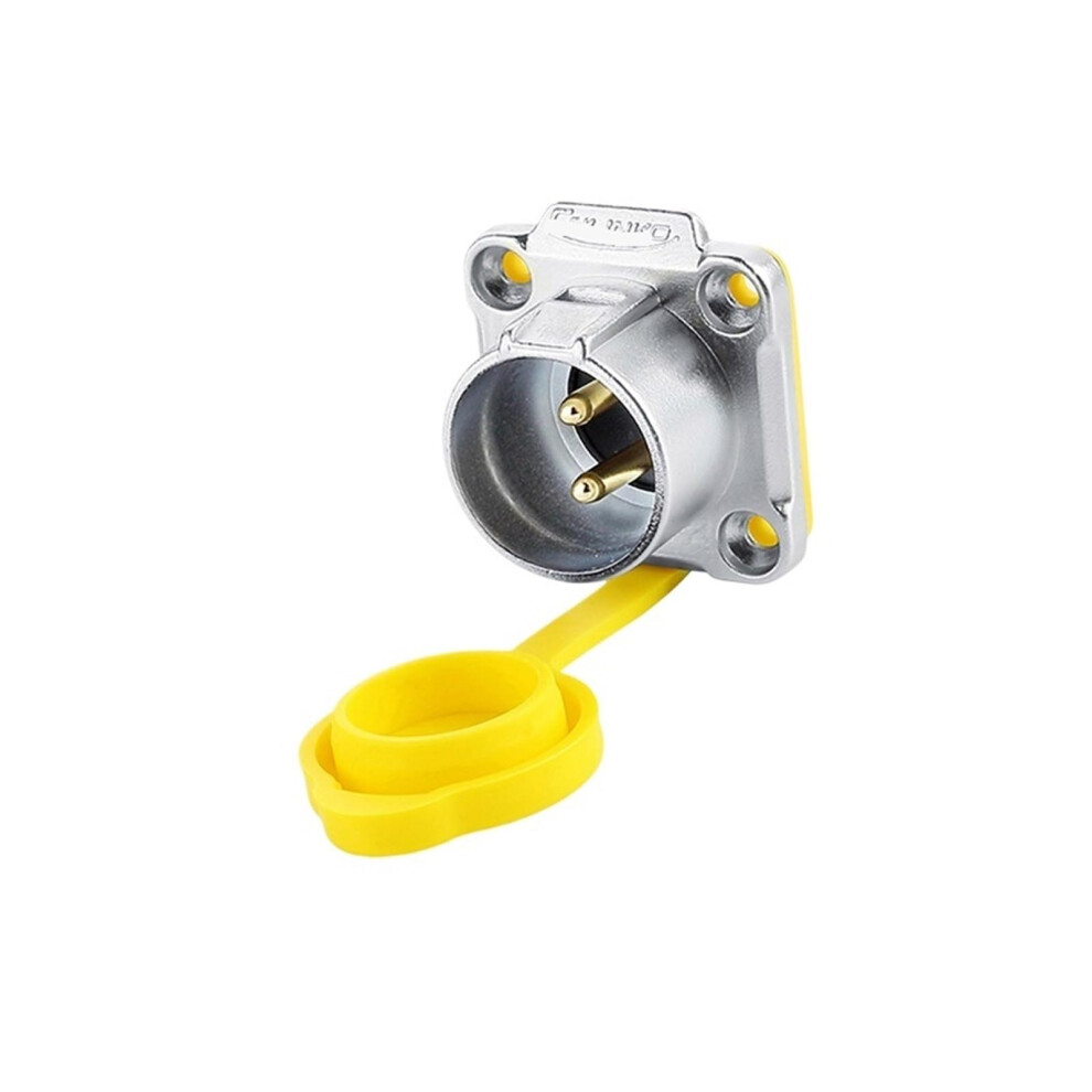 Lp20 Ip68 Waterproof 2 Pin Aviation Connector Female Male Plug Socket 5V Flange Mount Yellow Reverse 9347817256260