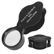 30x Folded Jews Loupe 30mm AllOptical Glass Lens Porcelain Collection Identification Metal Portable Magnification (Color: Normal Box) YYuan