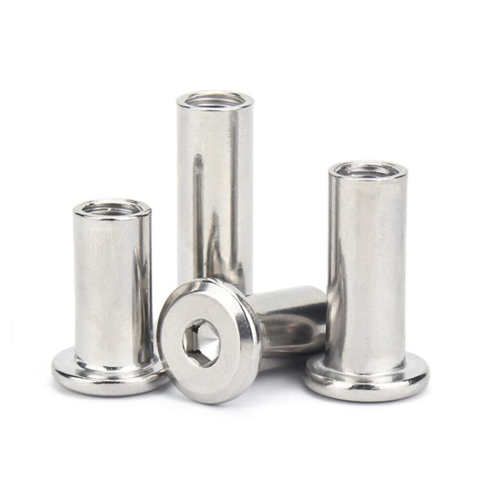 Stainless Steel Rivet Nut Hexagon Socket Furniture Connector Union Nuts Barrel (M6 1.0 X 15 Mm 20 Pieces) 9382693781178