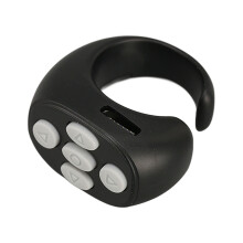 Black Smart Ring with Bluetooth 5.3 for Remote Control & Page Turning