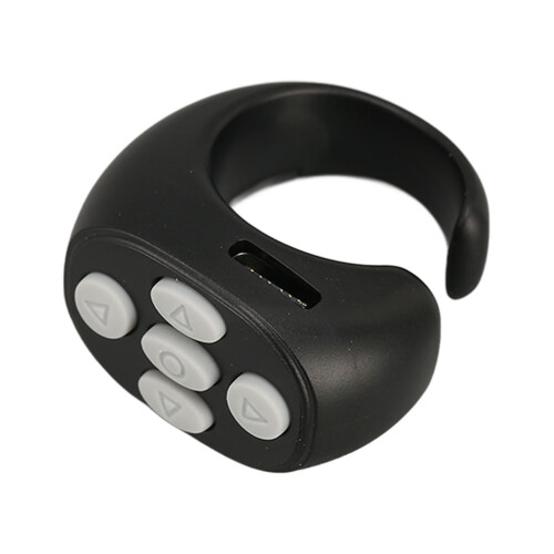 Black Smart Ring with Bluetooth 5.3 for Remote Control & Page Turning