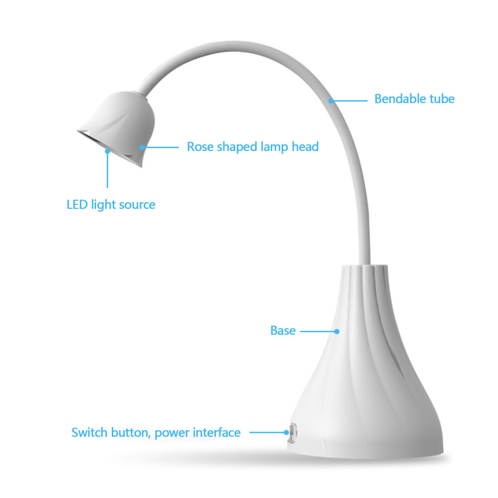 Rechargeable Rose-Shaped Mini Nail Lamp 6H Battery UV LED 360 Rotatable