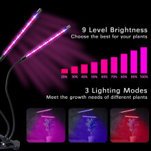 20W Full Spectrum LED Grow Light with Timer & Gooseneck, 40 LEDs