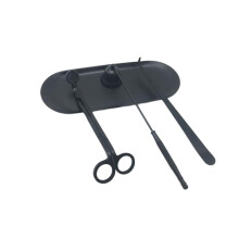 Candle Wick Trimmer Tray Set Black Stainless Steel 4Piece Core Hook Snuffer Accessory For Home Decor