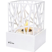 (As show, One size) PURLINE AMALTEA W Biofireplace table compatible with indoors or outdoors with modern white design