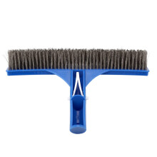 10 Inch Steel Bristle Pool Brush for Walls and Floor, Heavy Duty Swimming Pool Scrubber with Handle