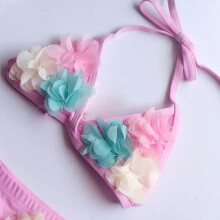 Kleinkind-Mädchen 2-teiliges Badeanzug-Set Blumen-Bikini Sommer Strand Größe L 20-25kg