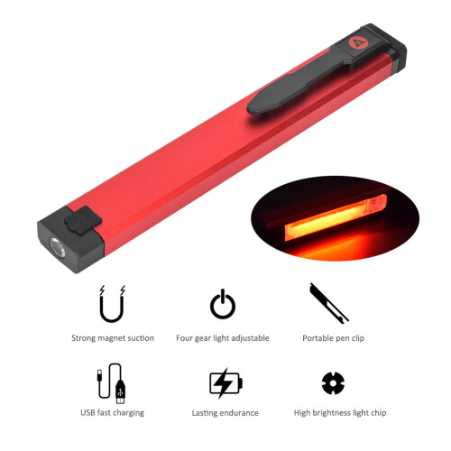 LED Work Light Rechargeable Work Light Magnetic Base Foldable Design Ultra-Thin Aluminum Plastic Combination Hands-Free Operation Flashlight For Emerg 2