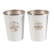 Stainless Steel Camping Cups Set of 4, 350ml Outdoor Mug, Picnic BBQ White