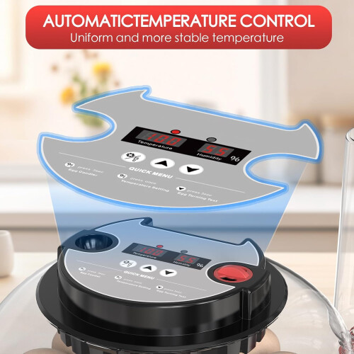 Incubators for Hatching Eggs Automatic Egg Incubator Temp Control Humidity Display 12 Egg Capacity Auto Turner 360 View 2