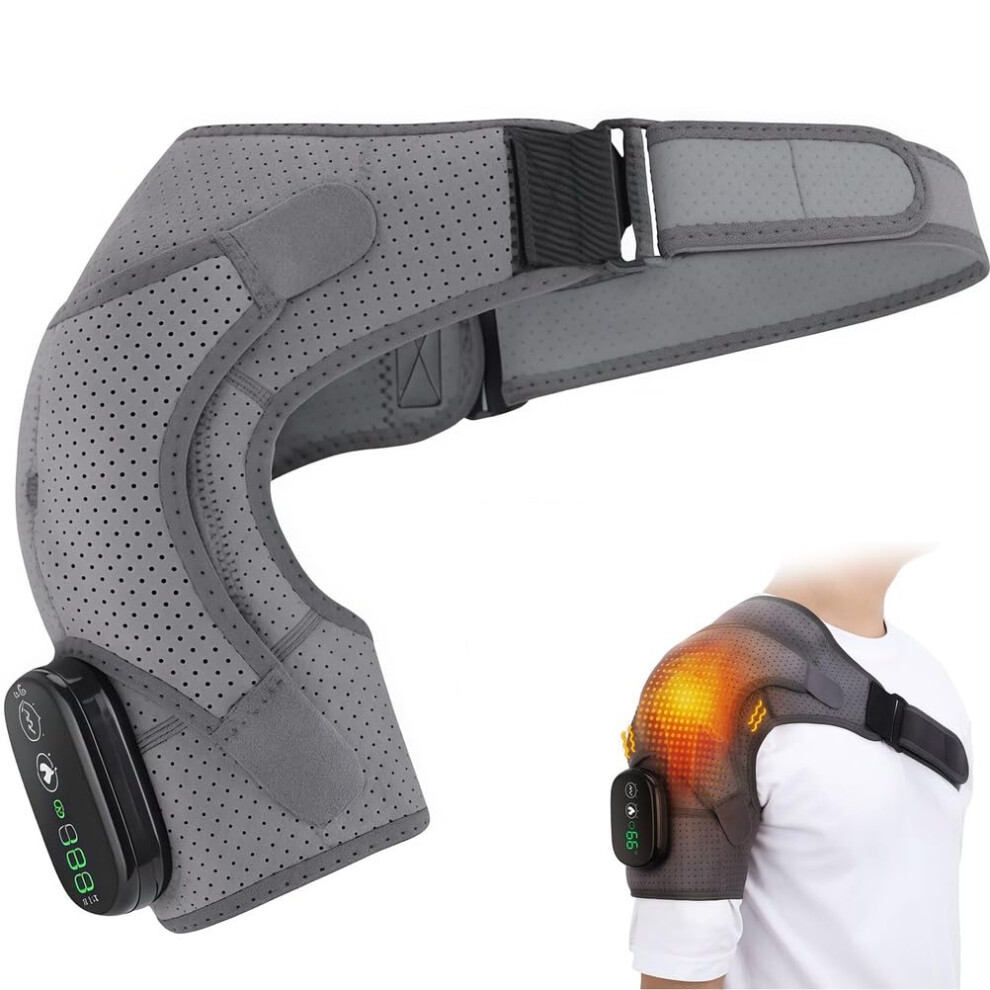 3 in 1 Shoulders Braces Rechargeable Heated Shoulder Wrap With Cold And Heat Therapy Grey Rotator Cuff Frozen Shoulder