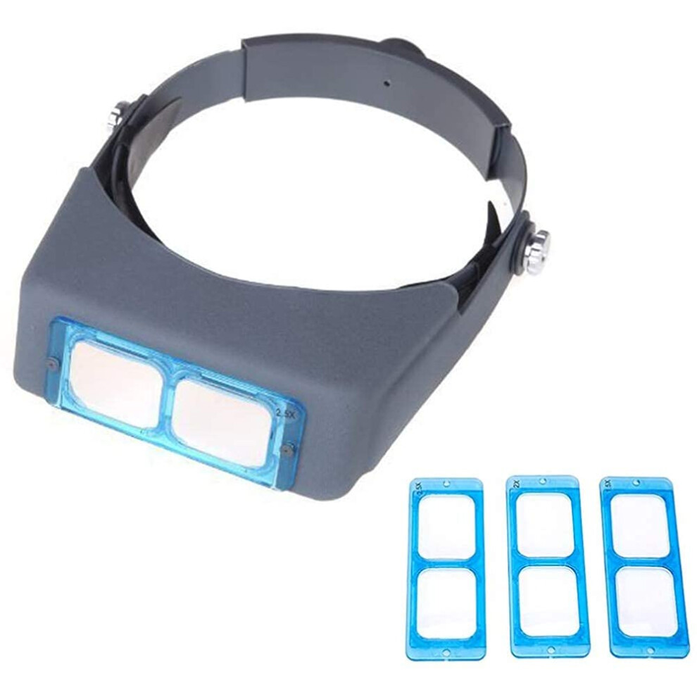 Headband Magnifier Dental Loupes with 4 Interchangeable Lenses, Dual Lens Design, 1.5X3.5X for Jewelry and Electronics