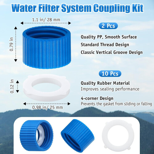 2piece water filter coupling set, compatible with 28 mm thread filters and plastic bottles 1