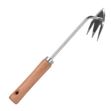 Weed Cutter Manual Weed Remover Ergonomic Comfort Grip Robust 3 Teeth Device for Flowers Vegetables Lawn Garden Outdoor Wooden Handle