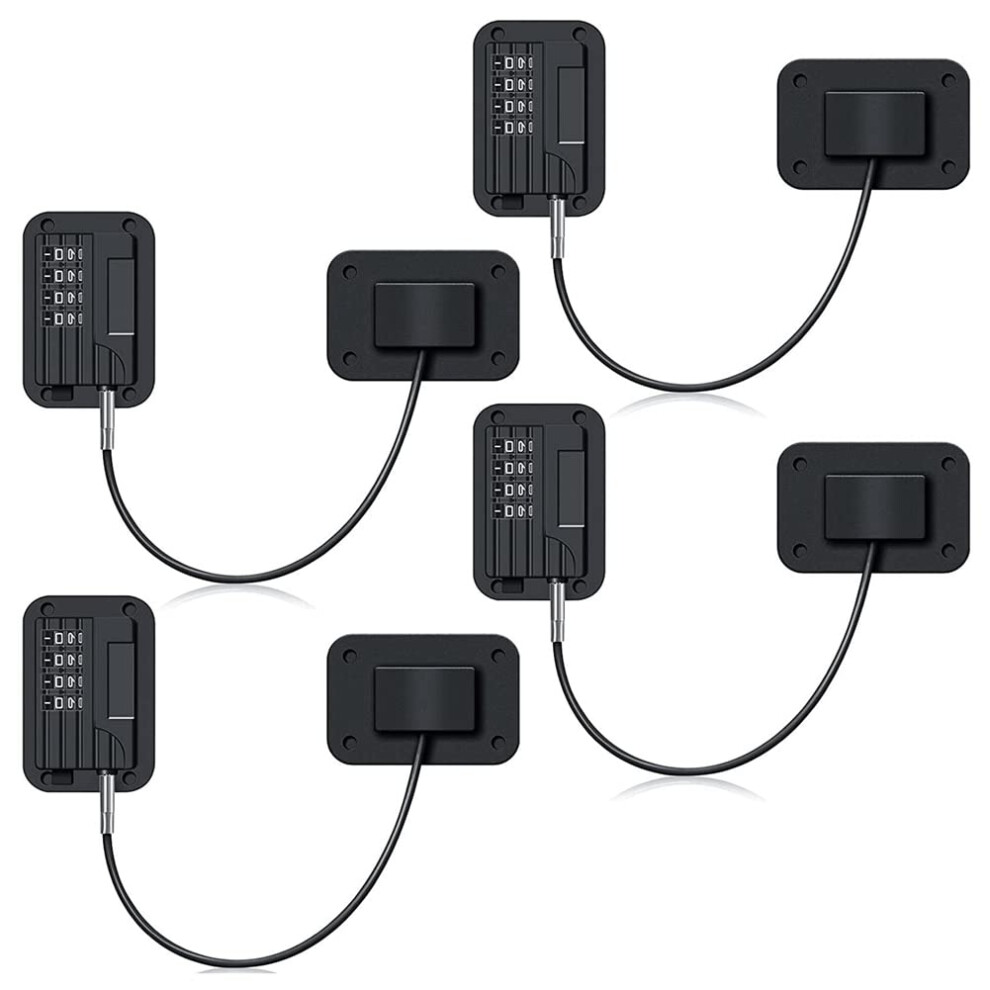 4Pack Refrigerator Lock Child Safety Lock With Password (Black) Black