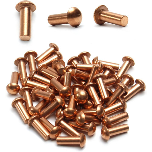 Copper solid rivets with round head, 50 pieces M5, 5*30mm for electrical applications 1