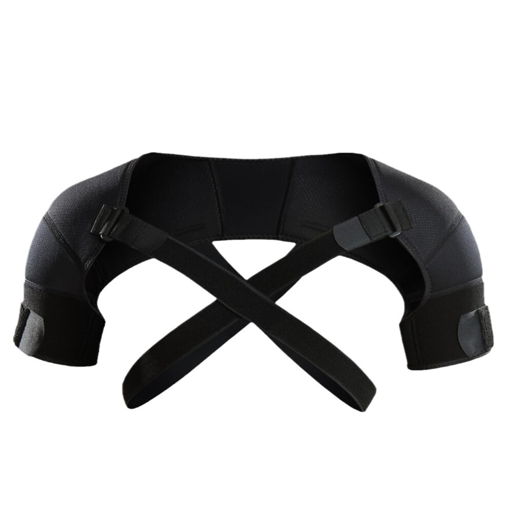 Shoulder Support Strap Adjustable, Double Cross Compression Brace For Posture Correction & Protection, LXL, Black
