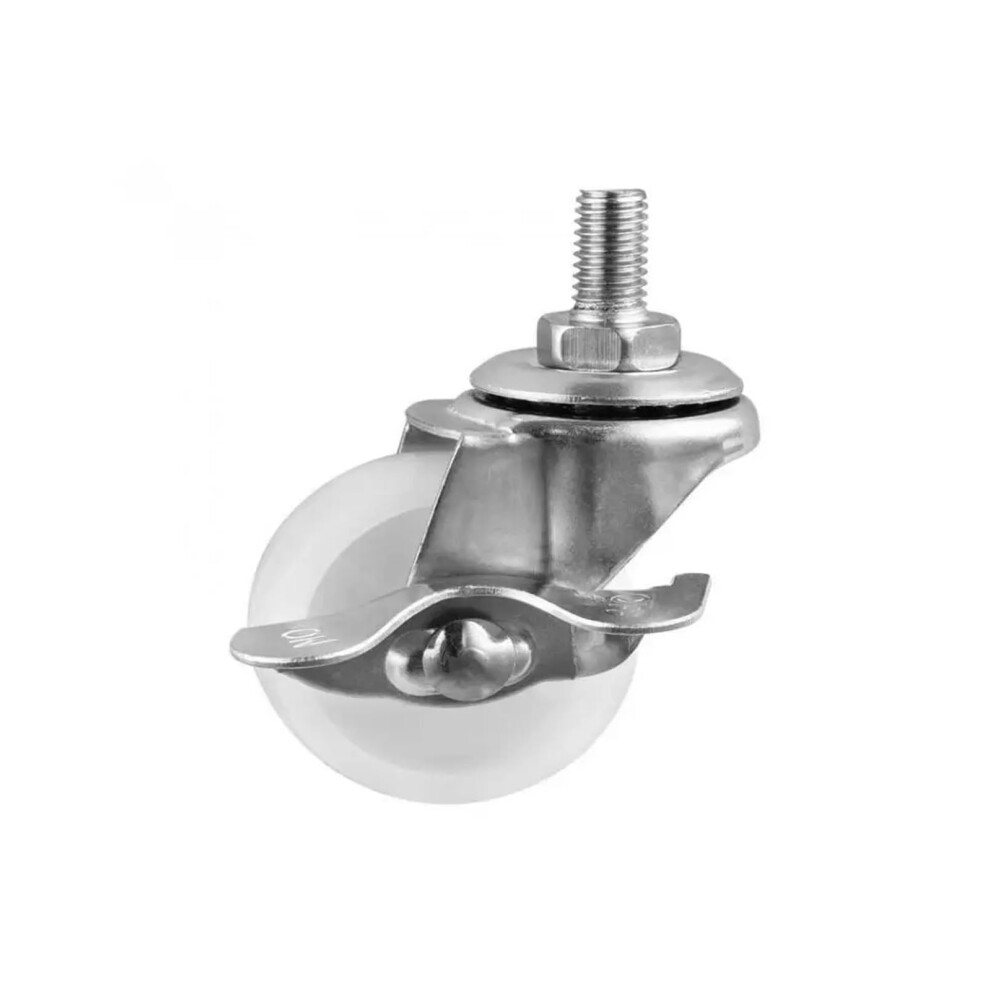 Caster Wheel 2Inch, M8 Screw, With Brake Wheel, Light White Pp Wearresistant Universal Roller, 4Piece Set 9382693955890