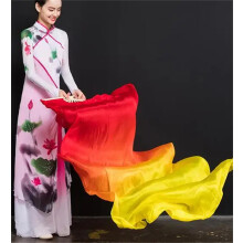 Belly Dance Long Fan Real Silk Veil 180 CM Length Classic Size Fan Veil Dancer Show Props As Picture