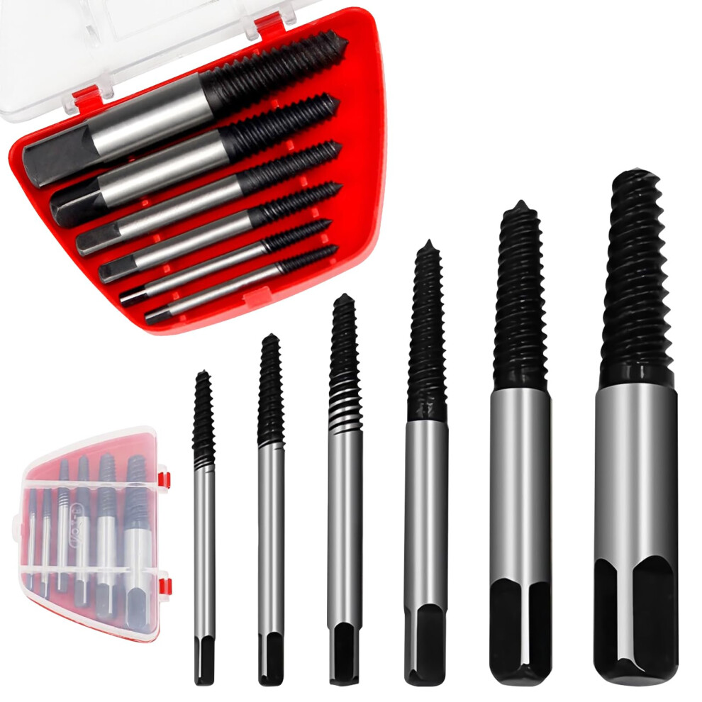 6Piece Professional Left Extractor Set Screw Extractor Set Made Of Hss 4241, Screw Extractor Screw Remover For Fixed Screws 9382693786432