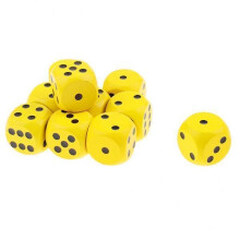 AWHAO Creative D6 6Sided Dice for RolePlaying Games, RPG, Math Teaching, Tabletop Games, Yellow (Pack of 10)