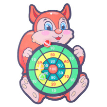 Children Indoor Dartboard Set with Squirrels Shape Hook and Loop Ball, 68g
