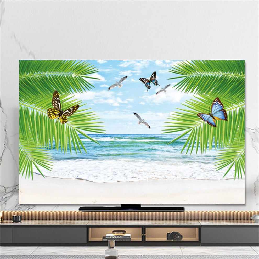 80 Inch Elastic Fabric Tv Screen Protector Dust Cover With Butterfly Design For Flat Screen 9189345377488