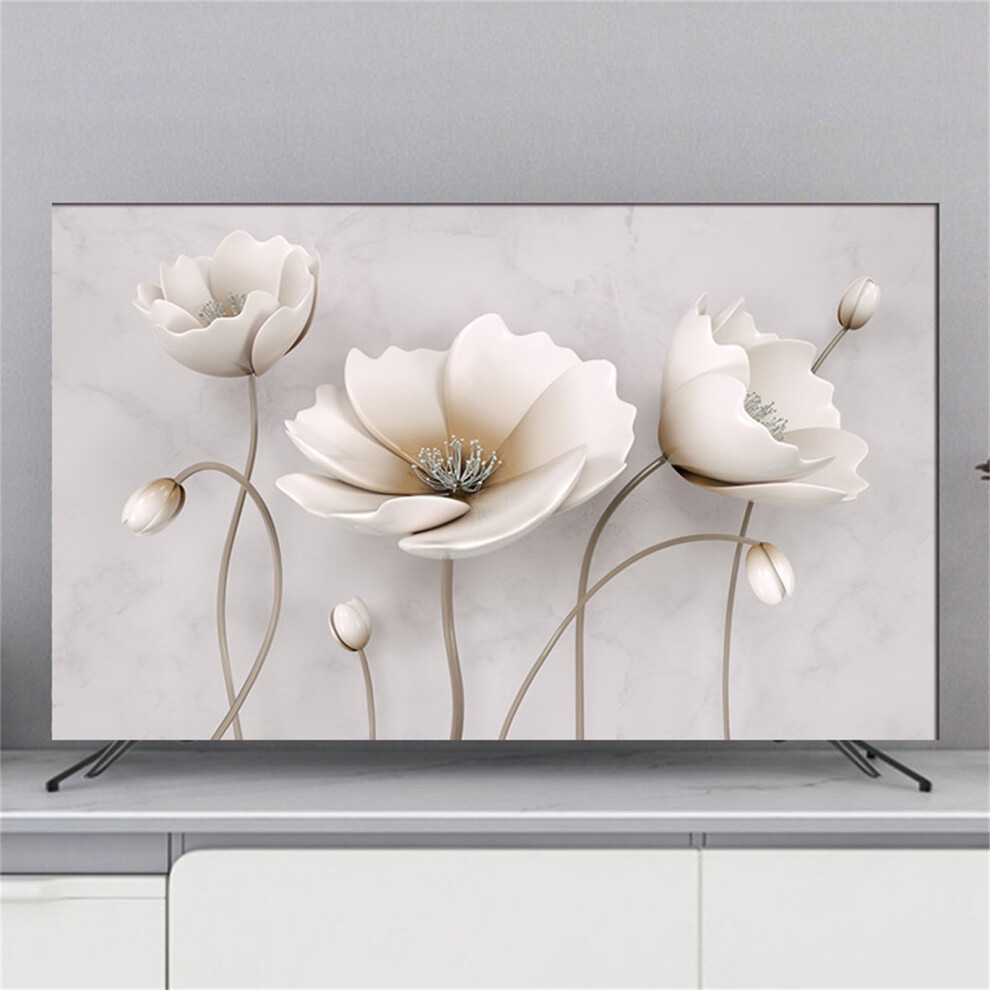 Tv Dust Cover 5860 Inch 3D Flower Pattern Universal Elastic Tv Screen Protector Petal A White 9426802650167