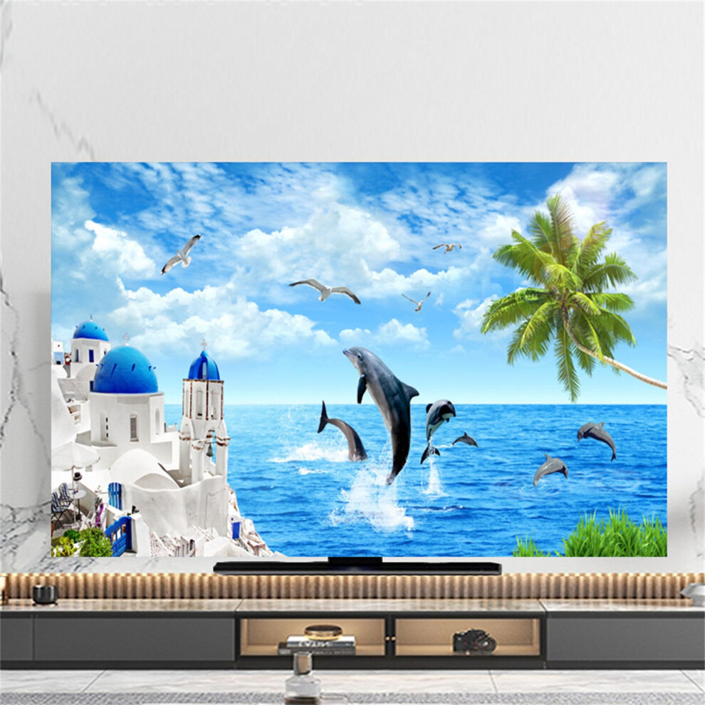 75 Inch Tv Screen Protector With 3D Dolphin Design, Elastic Dust Cover, Breathable Fabric 9347817259674