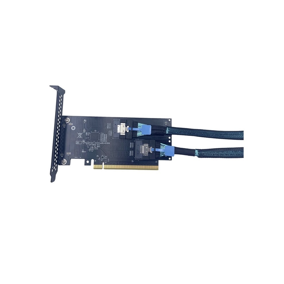 2Port Pcie 4.0 16X To Slimsas Sff-8654 Adapter Card +Slimsas4.0 Cable Card Expansion Card Sff-8654-8I Sff8654 6033300188028