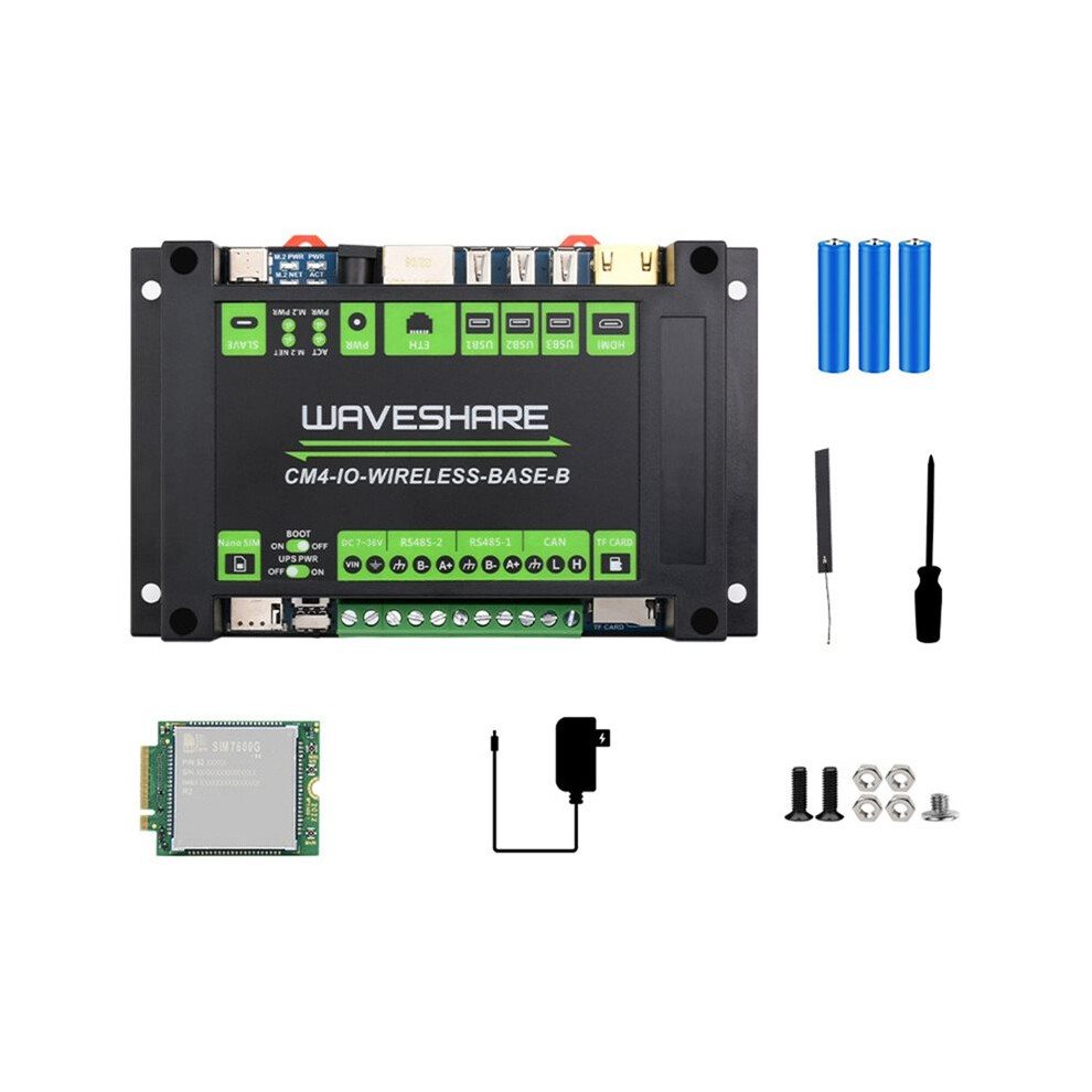 Waveshare Cm4 Industrial Expansion Module With Ups Module 4G Module Cm4-Io-Wireless-Base For Raspberry Pi Cm4 Eu Plug 4713396186543