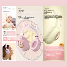 Casque Sans Fil 5.3 avec Oreilles de Chat Mignonnes pour Enfants et Filles - Écouteurs Pliables en Forme de Chat - Cadeau D'Anniversaire