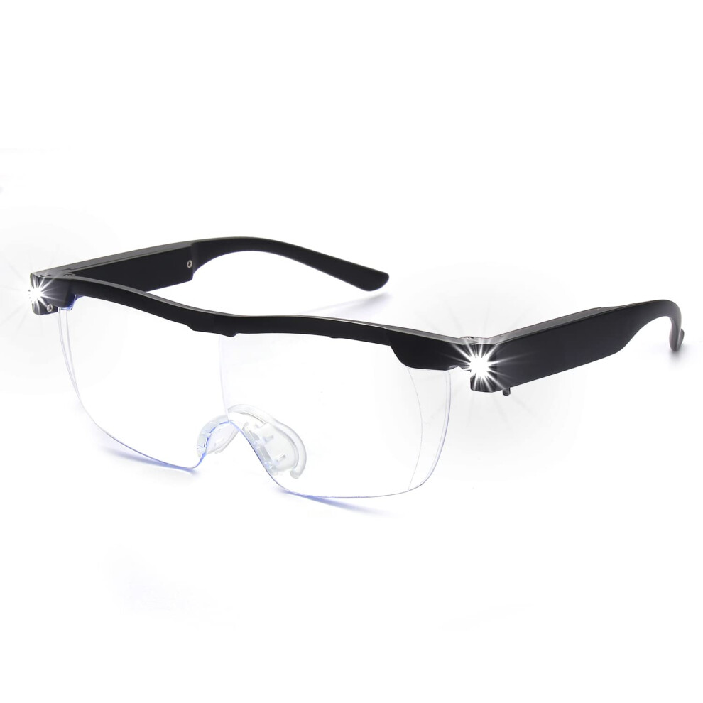 Magnifying Glasses With Light 160% Rechargeable LED Eyeglasses AntiBlue Light Hands For Close Work