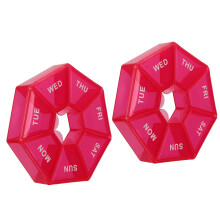 2 Stücke 7-Tage-Medizinorganizer Box Kleiner Wochen-Dispenser Rote Farbe