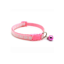 Pink Breakaway Cat Collar with Bell Adjustable Safety Fit Paw Print Design for Kittens and Small Pets