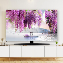 TV Dust Cover for 32 to 80 Inch, Polyester Screen Protector, Decorative Wisteria Design