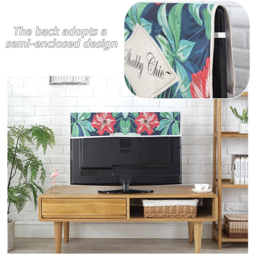 TV Protector Cover Chinese Style, DustProof Elastic 40Inch Lotus Pattern Display Screen Protector For TV/PC 1