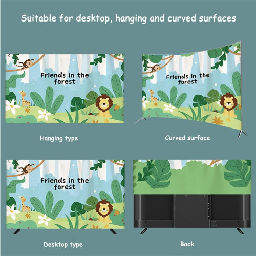TV Protector Cover Chinese Style, DustProof Elastic 40Inch Lotus Pattern Display Screen Protector For TV/PC 2