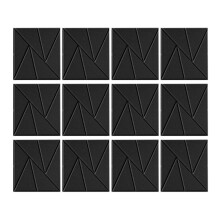 Pack of 12 SelfAdhesive Acoustic Panels, Soundproof Foam Panels, 30 x 30 cm (Black)
