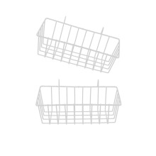 2Pcs White Metal Gird Hanging Basket Iron  Wall Decor Storage Basket