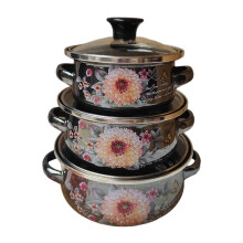 3x Enamel Stockpots Set Cookware Cooker Enamel Pots for Restaurant Hom