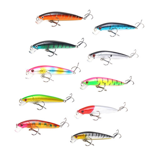 10x Fishing Lures Compact 3D Lifelike Slow Sinking Bionic with Hook fo