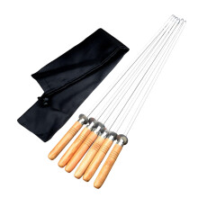 6 Pieces Stainless Steel Flat Skewers BBQ Skewers for Cooking Picnic C