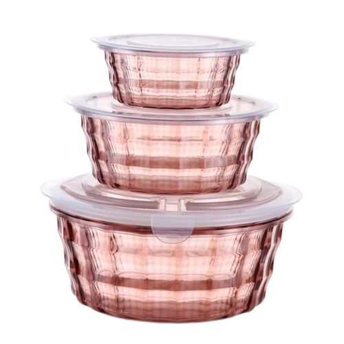 3 Pieces Salad Bowl Reusable Fruit Bowl for Steamed Vegetables Berries 1