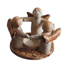 Cartoon Angel Tea Light Candle Holder Resin Statue for Bookshelf Dinin