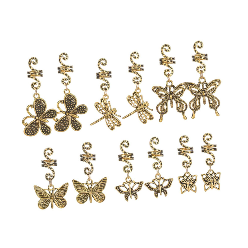 Unisex Bronze 12Pcs Hair Rings For Braids Hair Jewelry Dreadlocks Beads For Braids S