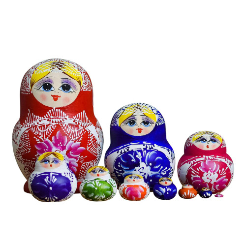 10 Pieces Russian Nesting Doll Hand Painted Stackable for Office Easte 2