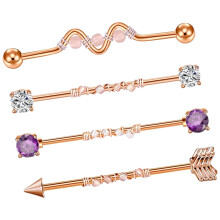4Pcs Industrial Barbell Earrings 1 1/2inch Piercing Bar for Graduation