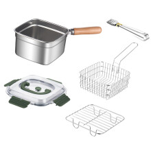 Small Deep Fryer Pot Outdoor Lid Fryer with Basket for Vegetables Fish